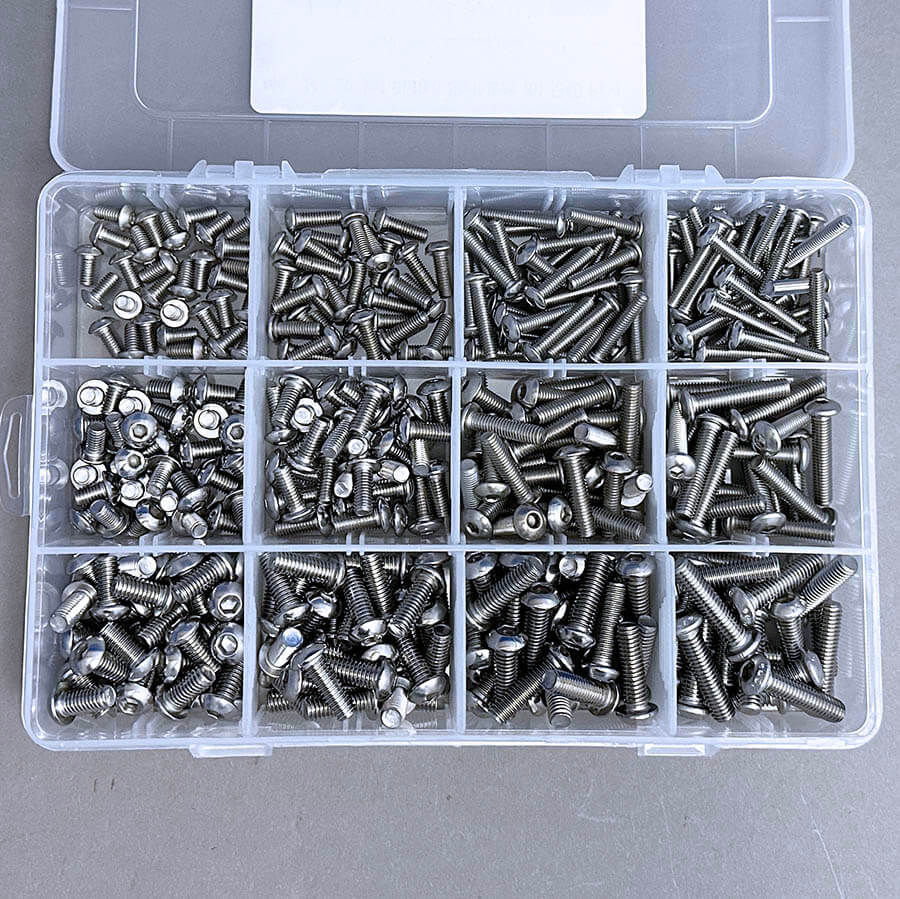M4-M6 Socket Button Assorted Fasteners Pack Stainless Steel - 340 pieces